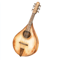 Naklejka premium Watercolor Mandolin Musical Instrument Illustration.