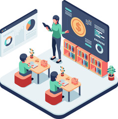 Isometric Financial Education Class for Children