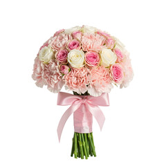 Beautiful bouquet of pink and white flowers isolated on transparent background