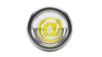 Glossy At Symbol in Chrome and Glass Emblem