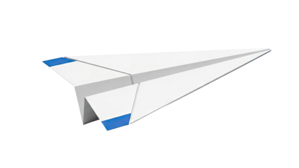 Modern White Paper Airplane with Blue Accents