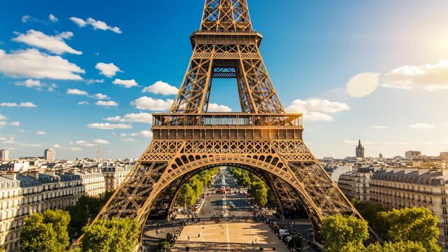 Eiffel Tower in Paris on a sunny day