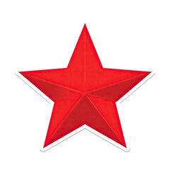Obraz premium A vibrant, five-pointed star with a red hue, highlighted with white border, set against black