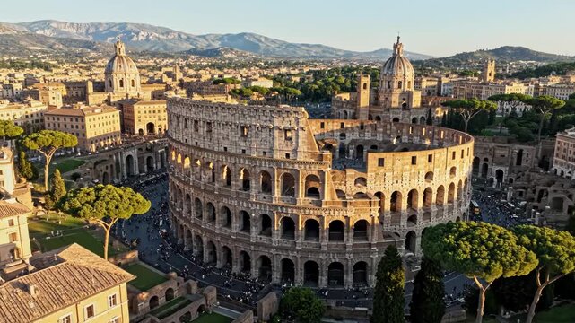 Aerial view of the Colosseum in Rome
