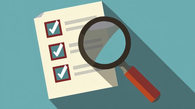 Illustration of a document being inspected using a magnifying glass