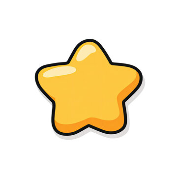 A cartoon-style golden star with five points, highlighted and outlined against black