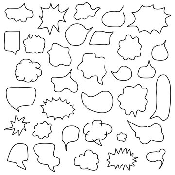 speech bubble doodle set, comic bubble cartoon illustration 