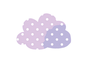 A cartoon cloud illustration against a black background. It is a light purple with dotted holes