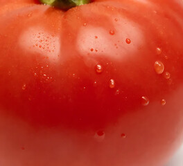 Macro close-up of tomato skin texture with natural shine