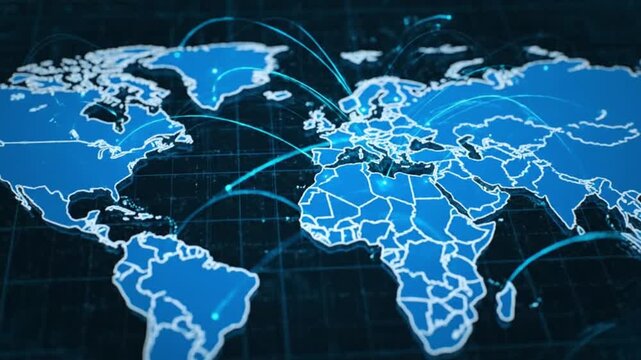 Global Network Connection World Map Animation.