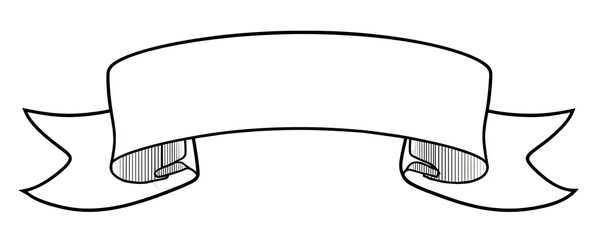 A white banner, with curved top and bottom edges, in a vector style, with dark shading
