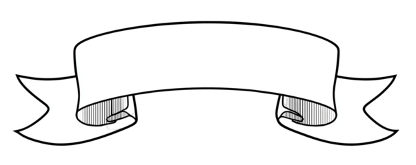 A white banner, with curved top and bottom edges, in a vector style, with dark shading