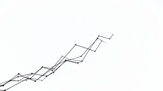 Abstract graph lines and dots charting upward momentum against a clean white background