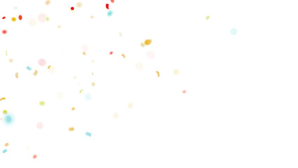 Abstract 3d render multicolored confetti explosion. Colorful bright confetti isolated on transparent PNG