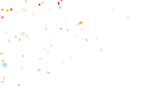 Abstract 3d render multicolored confetti explosion. Colorful bright confetti isolated on transparent PNG