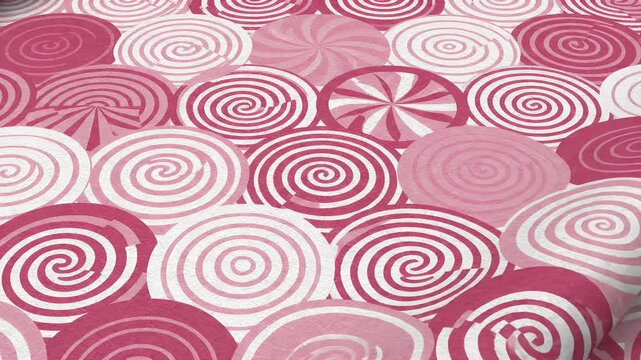 Seamless Pink Swirl Candy Lollipop Pattern Background Footage