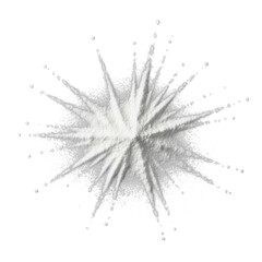 White ultra-fine powder dynamically splattering in an abstract pattern with sharp contours on pure black, studio lighting, concept of purity and scientific precision