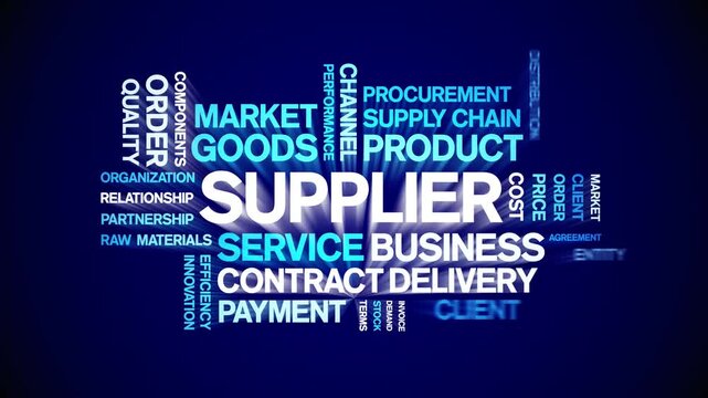 Supplier animated word cloud-text design animation tag kinetic typography seamless loop.