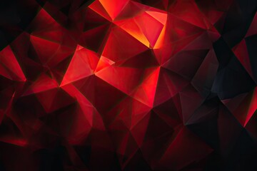 Abstract geometric composition featuring red, glowing facets against a dark background