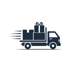 Obraz premium Delivery truck with gifts in the back