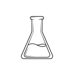 Black line drawing of a laboratory flask