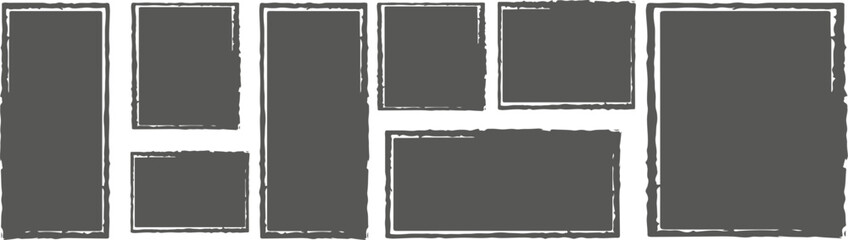 Hand drawn crayon grunge rectangle borders with brush textured backgrounds. Perfect for creative designs, posters, labels, banners, and playful or rough artistic layouts.