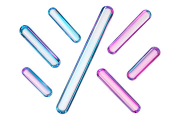 Obraz premium Vibrant Neon Gradient Glass Shapes Digital Art Style Isolated on a Transparent Background