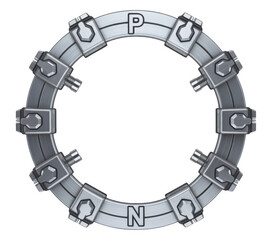 Naklejka premium Metal clamp with pnc markings industrial tool isolated on a transparent background
