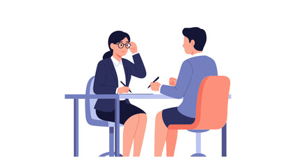 Obraz premium Business Meeting: Interview or Discussion Between Two Professionals