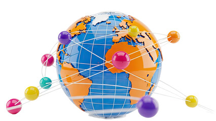 Global Network of Connections with Colorful Spheres