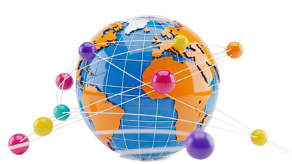 Global Network of Connections with Colorful Spheres