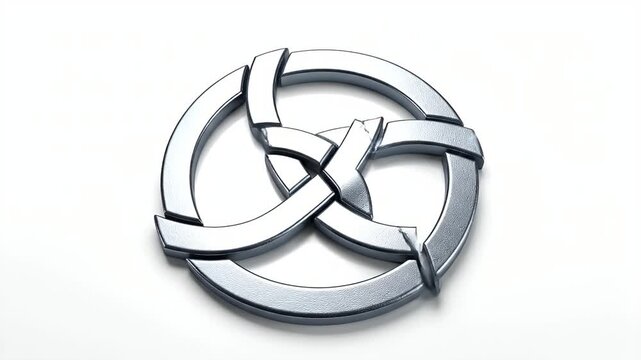 Silver Celtic Knot Symbol Loop Animation With White Background