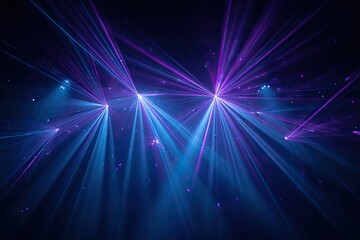 Naklejka premium Intense blue and purple laser beams burst forth in a dark space, creating a dynamic light show