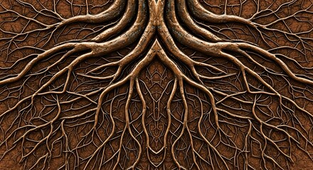 Intricate Network of Tree Roots Symbolizing Connection and Growth Below the Surface