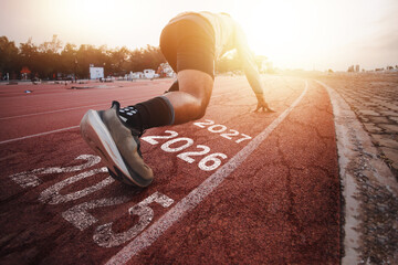 Obraz premium New Start Concept ,The Road to Success,Starting Something New to Achieve Real Goals,Loving Health 