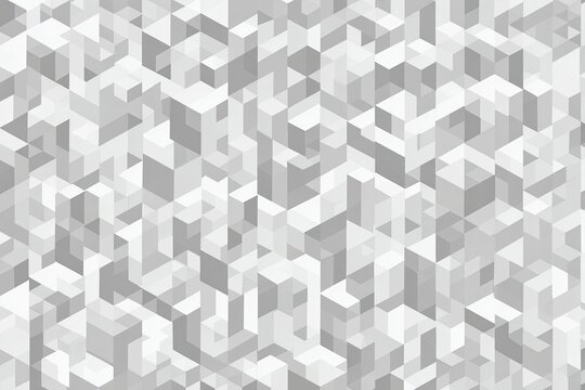 Gray and white abstract 3D geometric pattern made of isometric cubes in a tessellating arrangement