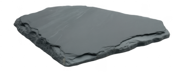 Gray slate stone slab with rough edges rock mineral isolated on a transparent background