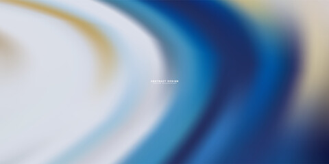 Artistic fluid wave composition with dynamic curves and glossy texture in blue, gold, and white colors, ideal for branding and digital media