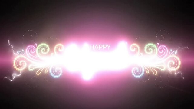 Ugadi happy ugadi neon light animated typography greeting on dark background for hindu new year chaitra sukhladi festival promotion branding and digital celebration visuals