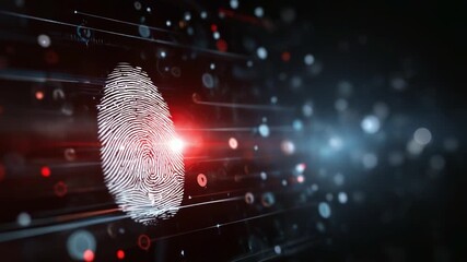 Digital fingerprint representation blended with abstract technology design showcasing biometric security patterns in a futuristic visual environment. - Powered by Adobe