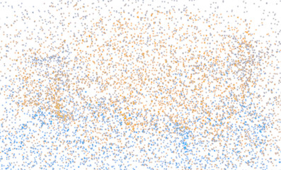 Abstract glowing sparkling stars seamless on transparent background. Glowing sparkles seamless dust of stars neon overlay PNG. Futuristic data concept with glowing sparkles festive dust.