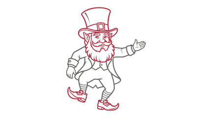 Naklejka premium Colorful illustration of a dancing leprechaun wearing a top hat and coat