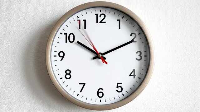 Wall clock with white face and silver frame