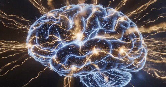 Human Brain with Glowing Connections.