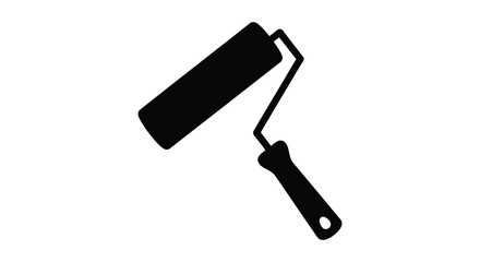 a simple black paint roller isolated against a white background showcasing a clean and modern silhouette