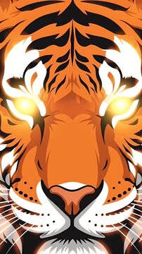 Tiger Head Pixel Art Vector Motion Graphic Animation