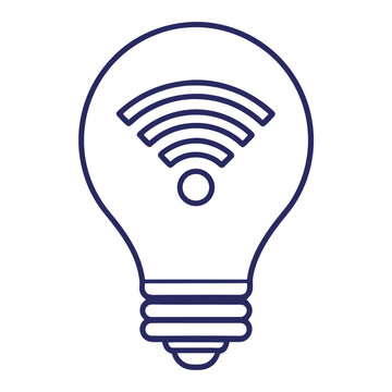 Smart Home Lighting lifi Icon - WiFi Connected LED Light Bulb Vector Illustration