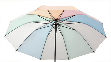 Multicolored umbrella open on white background