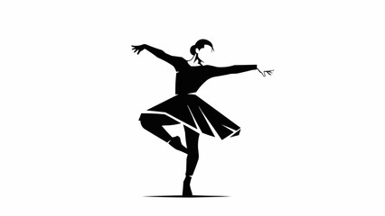 Silhouette of a ballerina dancing gracefully on one leg. © Mawan