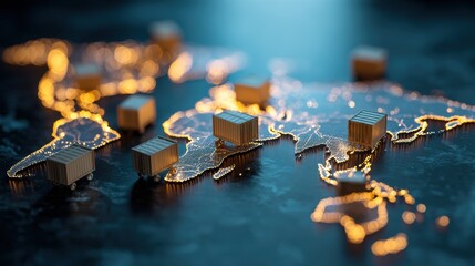 Logistics international delivery concept, World map with logistic network distribution on background.background for Concept of fast or instant shipping, Online goods orders worldwide